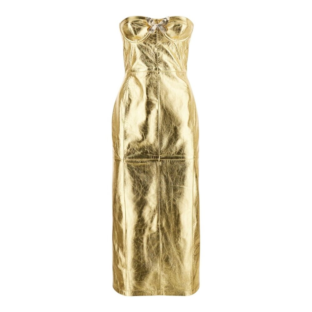 Blumarine Gold Metallic Strapless Midi Dress - Picture 11 of 16